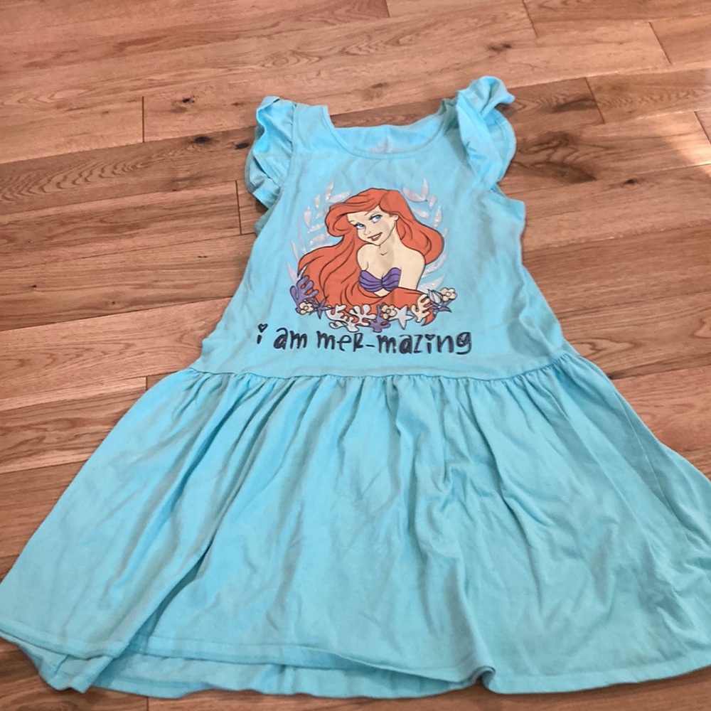 Disney princess light blue, no sleeve sundress with little mermaid on the front